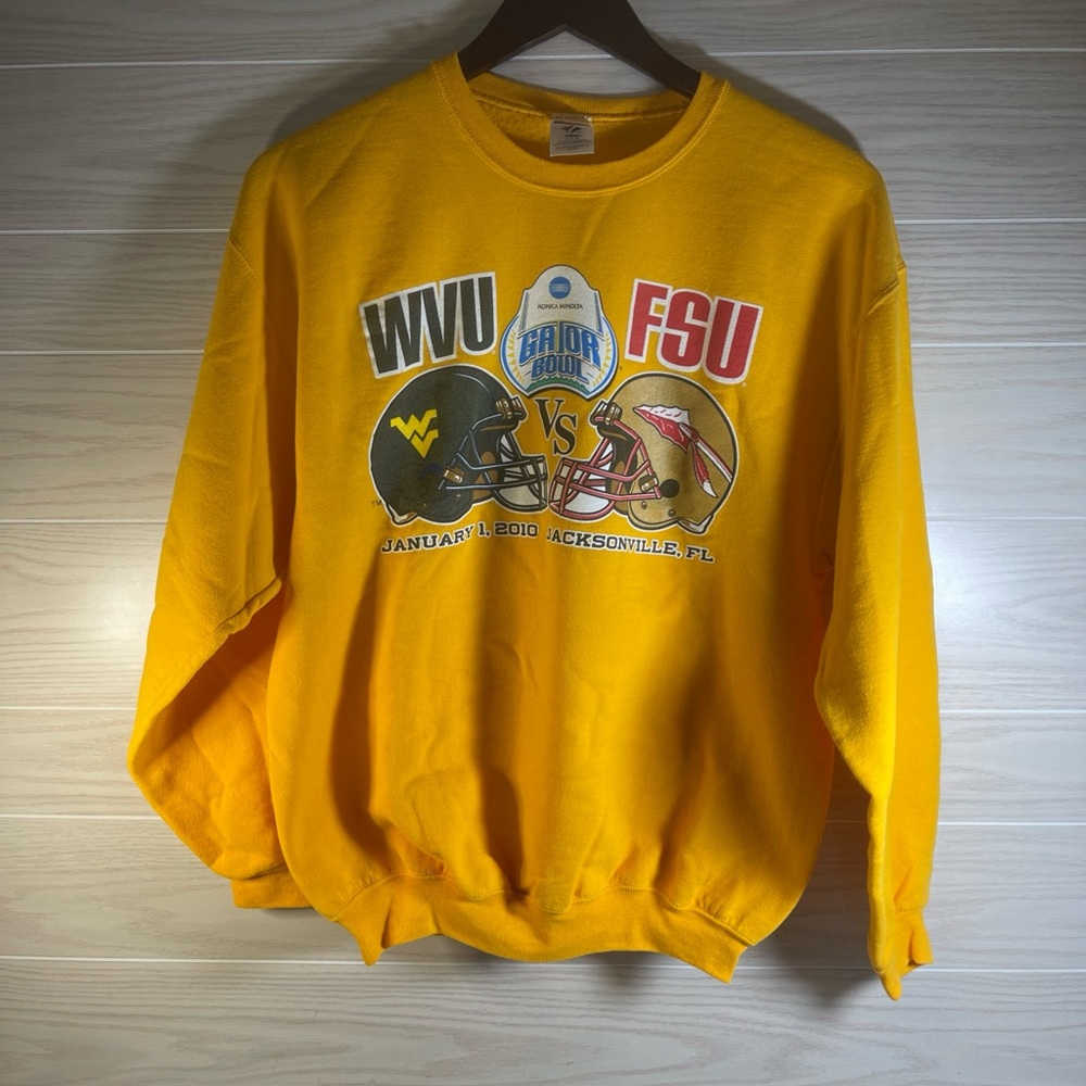 Vintage West Virginia Vs Florida State Gator Bowl 2010 Sweatshirt Crewneck Sz Lg